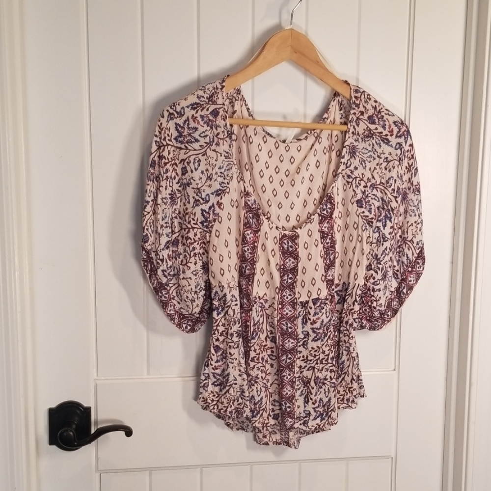 Free People Patterned BoHo Blouse